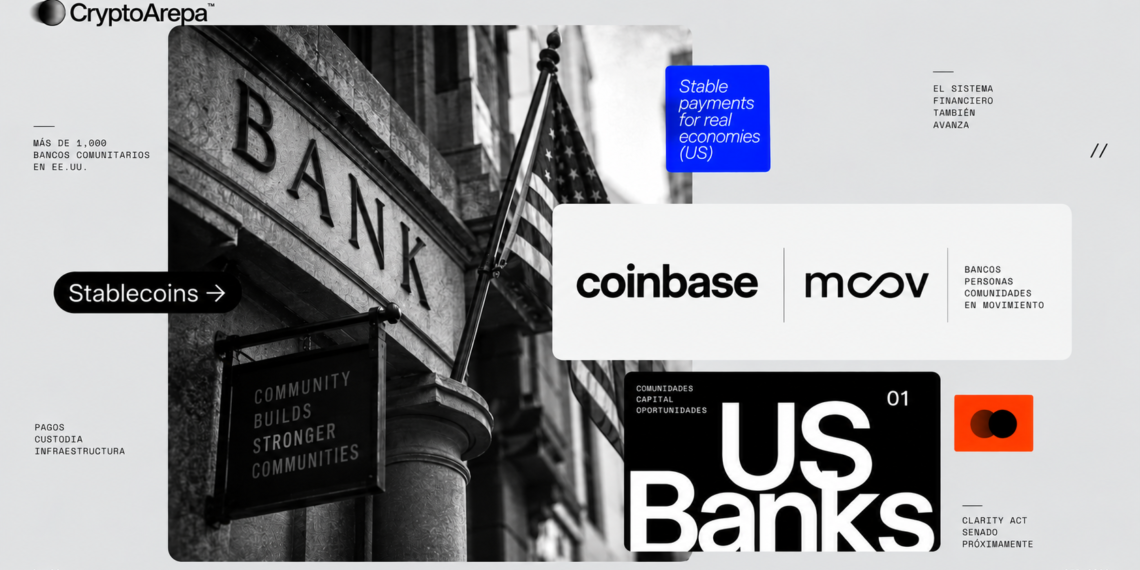 Coinbase suma 1,000 bancos comunitarios a su red de stablecoins, mientras el gremio que los representa pelea para frenarlas en el Senado