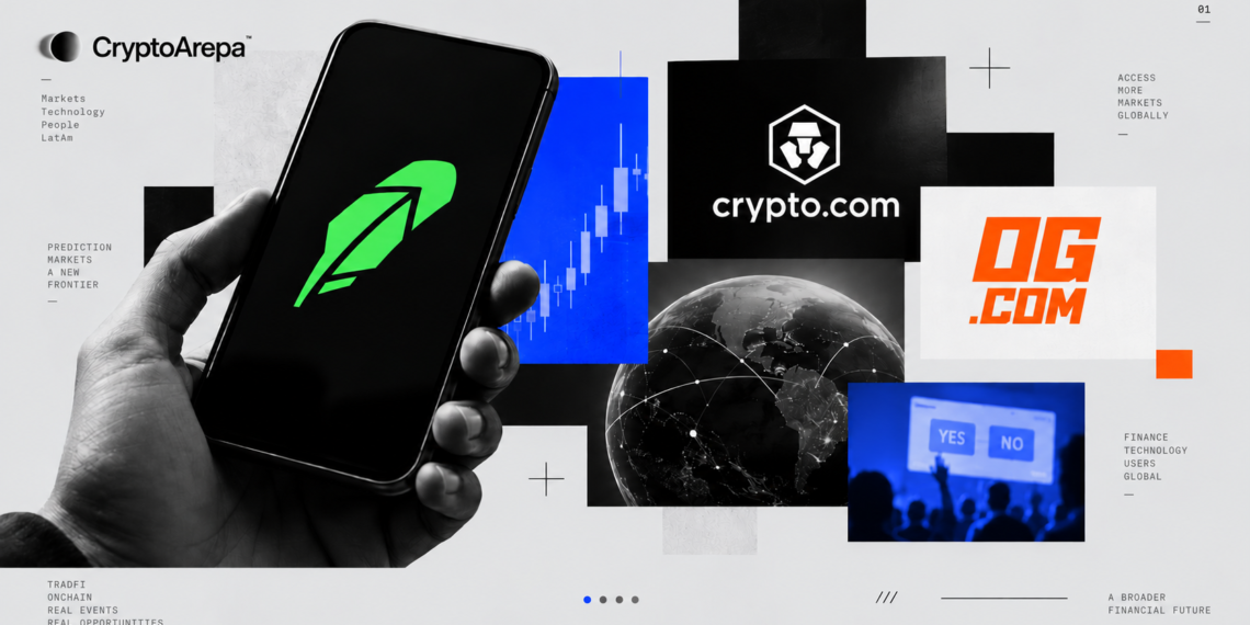 Robinhood toma participación en Crypto.com y OG.com para ampliar sus mercados de predicción